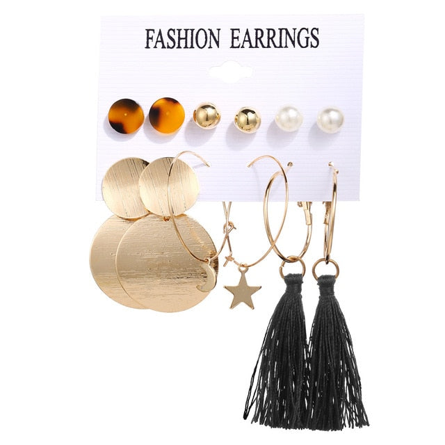 Vintage Tassel Acrylic Bohemian Earrings Set