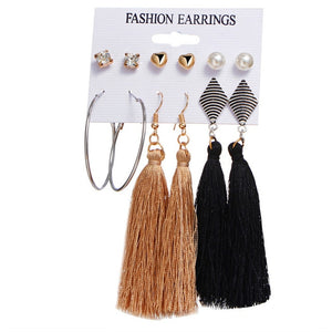 Vintage Tassel Acrylic Bohemian Earrings Set