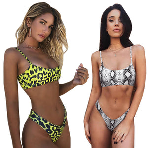 Women Swimwear Leopard Bikini Set