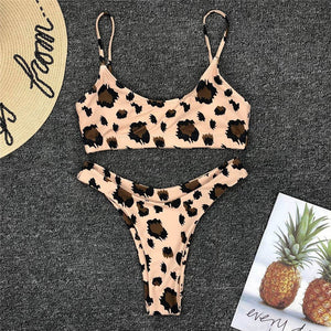 Women Swimwear Leopard Bikini Set