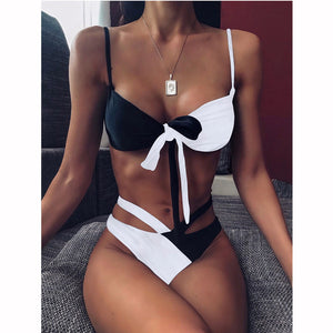 Female Bandeau Thong Brazilian Bikini Set Bathing Suit