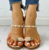 Women Flats Slippers Summer Casual Flip Flops Flowers Pearl