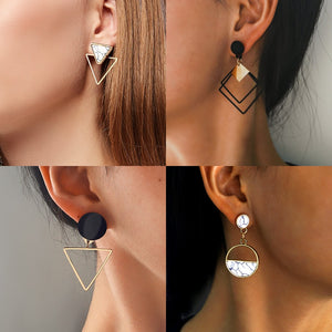 Round Dangle Geometric Drop Earrings For Women