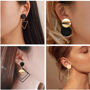 Vintage Geometric Gold Asymmetric Earring