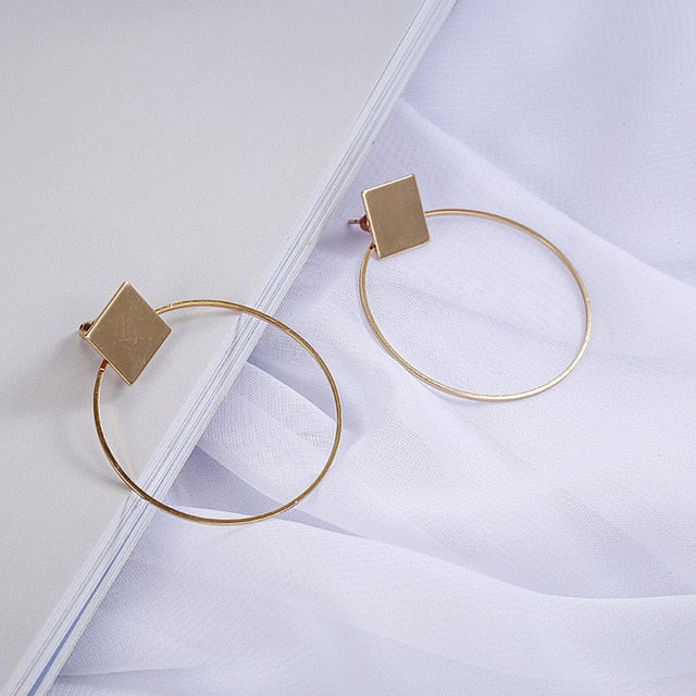 Vintage Geometric Gold Asymmetric Earring