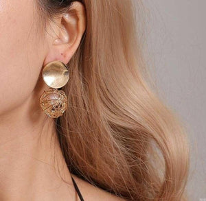 Vintage Geometric Gold Asymmetric Earring