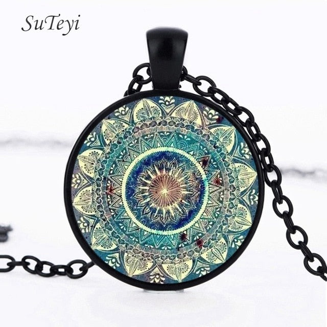 Charm Mandala Art Picture Earrings Henna Crystal Earrings Yoga Om Symbol Zen