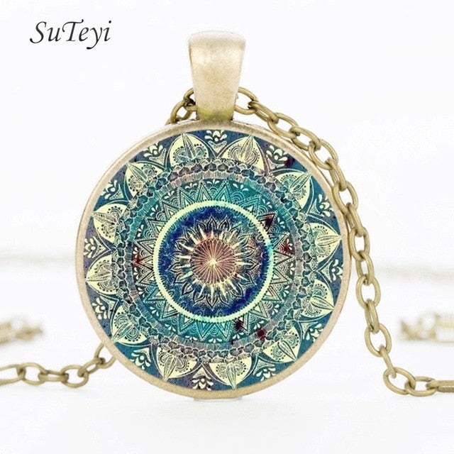 Charm Mandala Art Picture Earrings Henna Crystal Earrings Yoga Om Symbol Zen