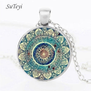 Charm Mandala Art Picture Earrings Henna Crystal Earrings Yoga Om Symbol Zen