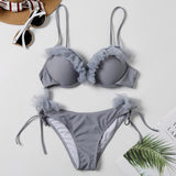 Padded Push Up Bikini Set Underwear Flower Ruffles Swimsuit