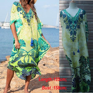 Women Kaftan Style Beach Dress Robe de Plage Swimwear Cover ups