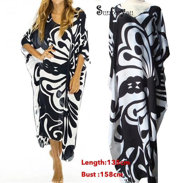 Women Kaftan Style Beach Dress Robe de Plage Swimwear Cover ups