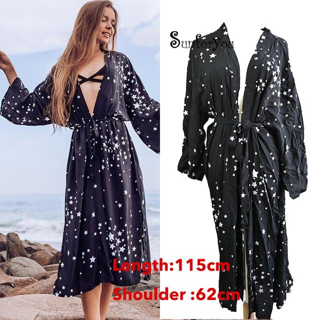 Women Kaftan Style Beach Dress Robe de Plage Swimwear Cover ups