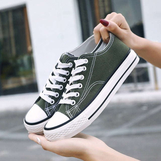 Woman Canvas Shoes Flat Platform Loafers Vulcanize Neutral and Classic