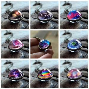 Nebula Galaxy Double Sided Pendant Necklace Universe Planet Jewelry