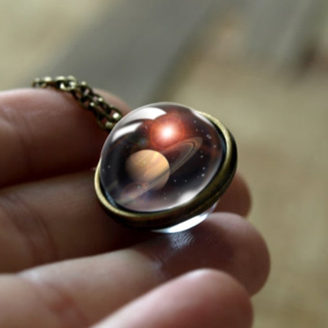 Nebula Galaxy Double Sided Pendant Necklace Universe Planet Jewelry