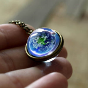 Nebula Galaxy Double Sided Pendant Necklace Universe Planet Jewelry