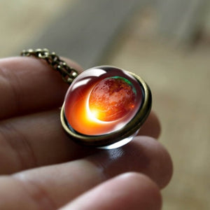 Nebula Galaxy Double Sided Pendant Necklace Universe Planet Jewelry