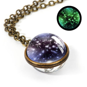 Nebula Galaxy Double Sided Pendant Necklace Universe Planet Jewelry