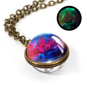 Nebula Galaxy Double Sided Pendant Necklace Universe Planet Jewelry