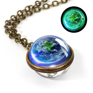 Nebula Galaxy Double Sided Pendant Necklace Universe Planet Jewelry