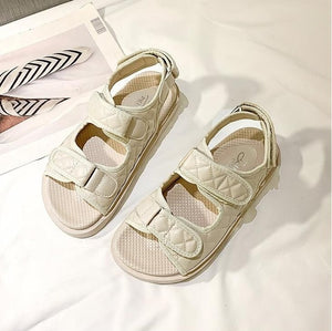 Flat British Wind Velcro Embroidery Thick-soled