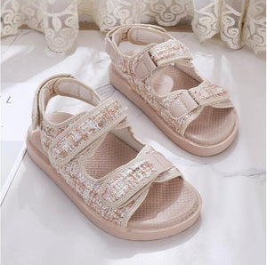 Flat British Wind Velcro Embroidery Thick-soled