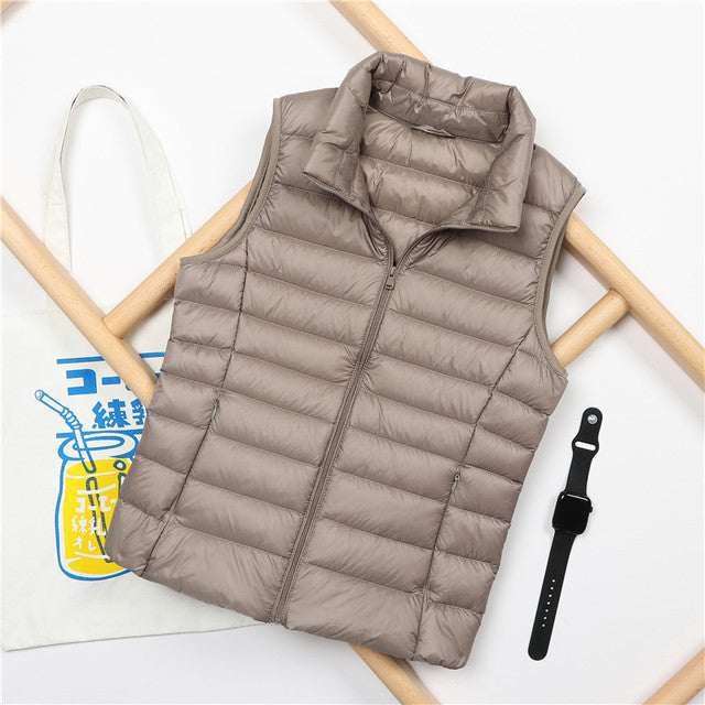 Women Ultra Light Down Vest White Duck Down Coat